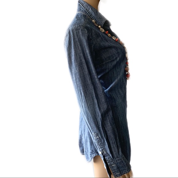 ❤️ New York & Company Blue Shirt Size S - Picture 3 of 7